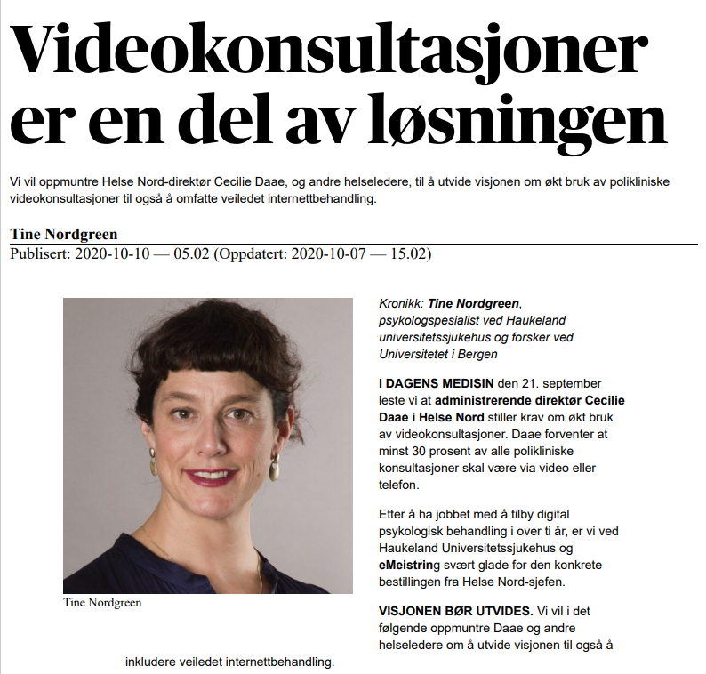 Faksimile fra Dagens Medisin 10.10.20